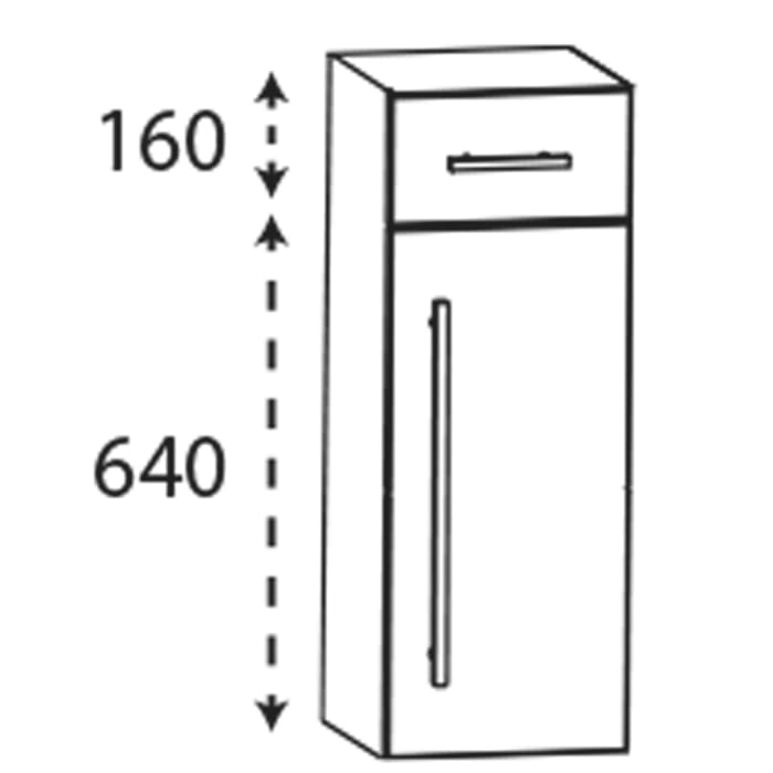 Puris c!mano Highboard 30 cm mit 1 Tür, Anschlag rechts und 1 Schubkasten, Griff 289