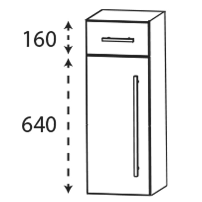 Puris c!mano Highboard 40 cm mit 1 Tür, Anschlag links und 1 Schubkasten, Griff 289
