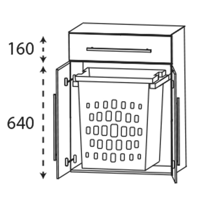 Puris c!mano Highboard 60 cm mit 1 Schubkasten und Wäscheauszug, Griff 338