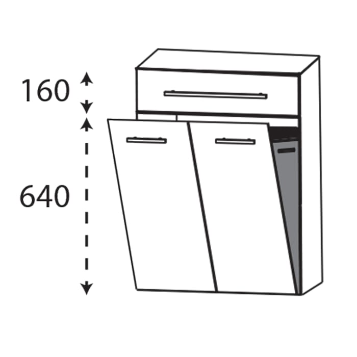 Puris c!mano Highboard 60 cm mit 1 Schubkasten und Wäschekippe, Griff 338