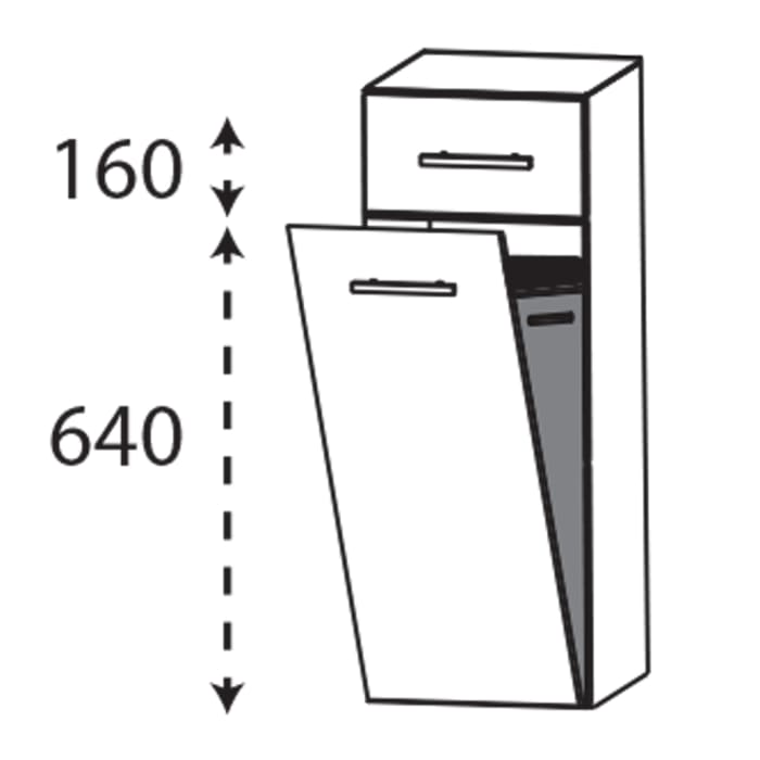 Puris c!mano Highboard 40 cm mit 1 Schubkasten und Wäschekippe, Griff 339