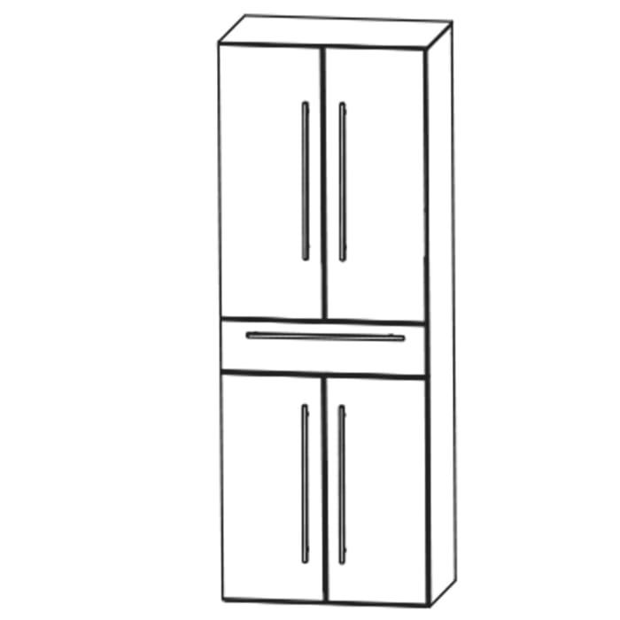 Puris c!mano Hochschrank 60 cm mit 4 Türen und 1 Schubkasten, Griff 359