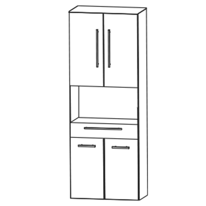 Puris c!mano Hochschrank 60 cm mit 4 Türen, 1 offenem Fach und 1 Schubkasten Griff 359