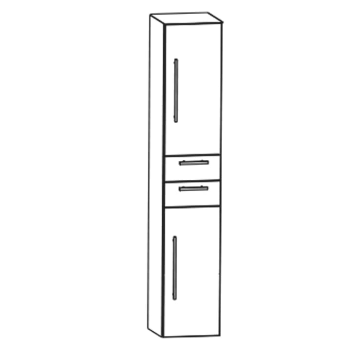 Puris c!mano Hochschrank 40 cm mit 2 Türen, Anschlag rechts und 2 Schubkästen, Griff 339