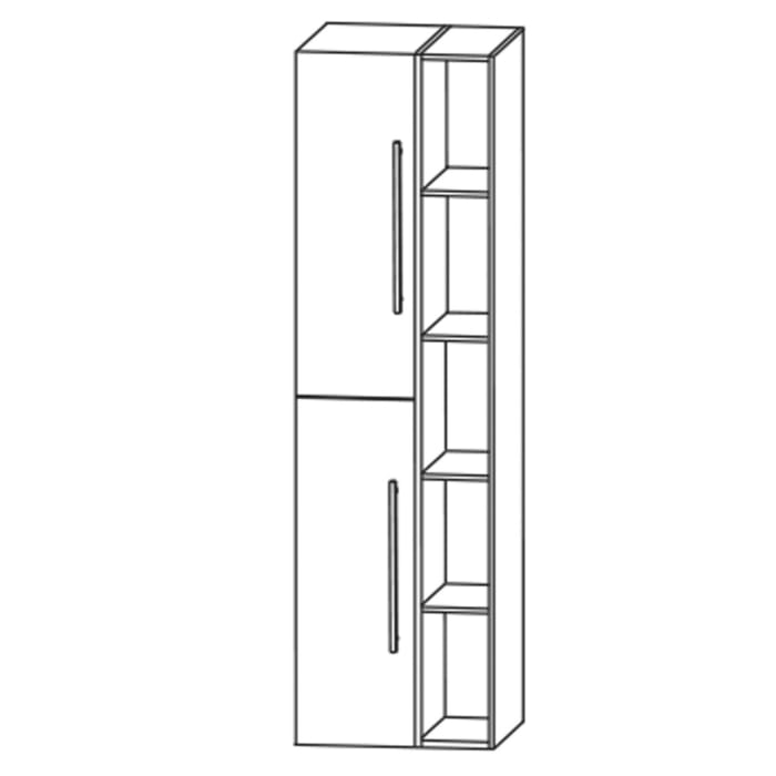 Puris c!mano Hochschrank 50 cm mit 2 Türen, Anschlag links und offenem Regal Griff 289