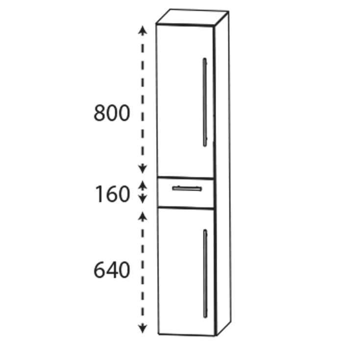 Puris c!mano Hochschrank 40 cm mit 2 Türen, Anschlag links und 1 Schubkasten, Griff 339