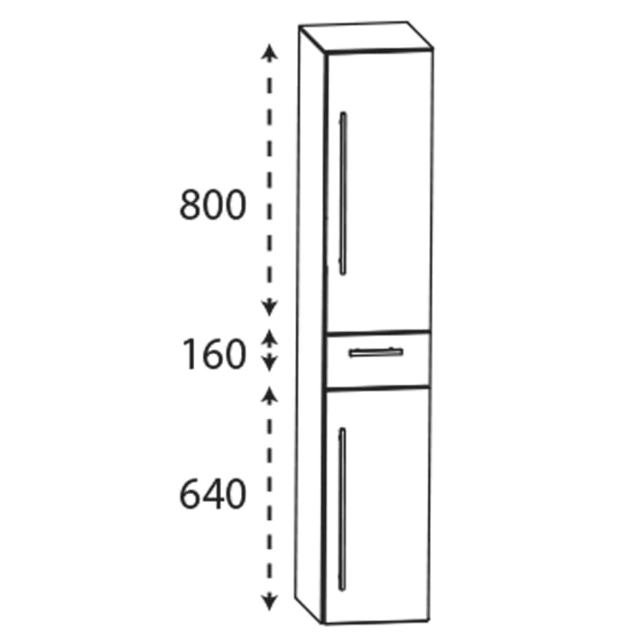 Puris c!mano Hochschrank 40 cm mit 2 Türen, Anschlag rechts und 1 Schubkasten, Griff 339