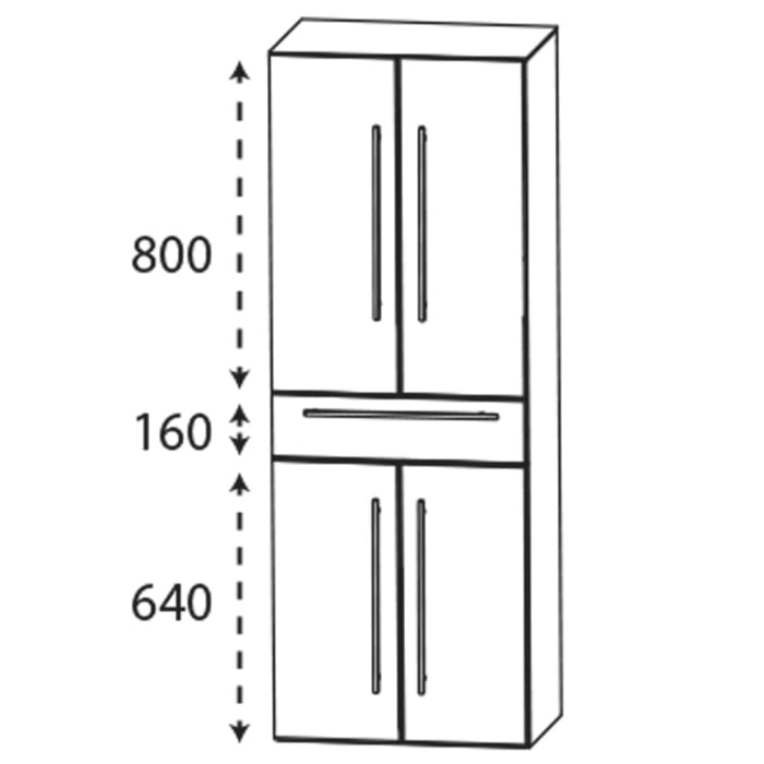 Puris c!mano Hochschrank 60 cm mit 4 Türen und 1 Schubkasten, Griff 359