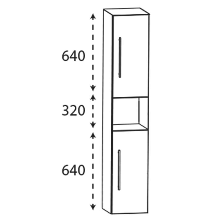 Puris c!mano Hochschrank 30 cm mit 2 Türen, Anschlag rechts und 1 offenem Fach, Griff 338