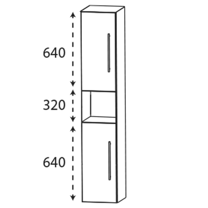 Puris c!mano Hochschrank 40 cm mit 2 Türen, Anschlag links und 1 offenem Fach, Griff 289