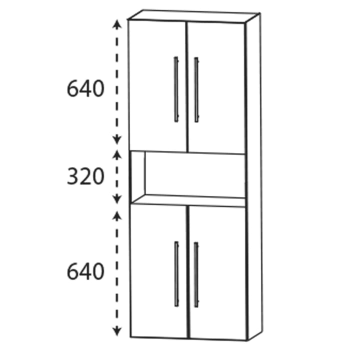 Puris c!mano Hochschrank 60 cm mit 4 Türen und 1 offenem Fach, Griff 289