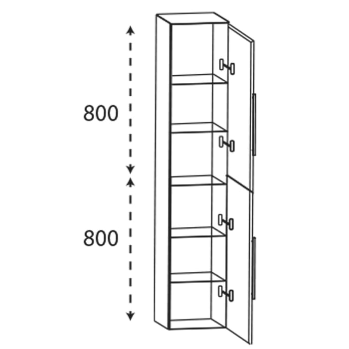 Puris c!mano Hochschrank 30 cm mit 2 verlaschten Türen, Anschlag rechts, Griff 289
