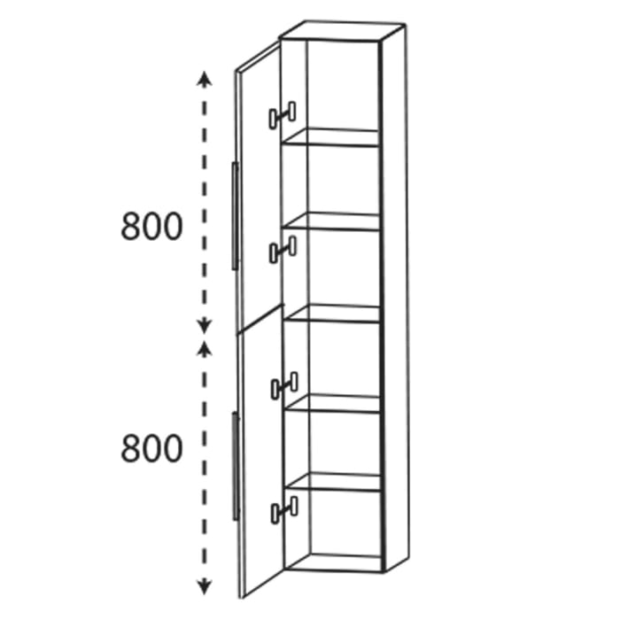 Puris c!mano Hochschrank 40 cm mit 2 verlaschten Türen, Anschlag links, Griff 359