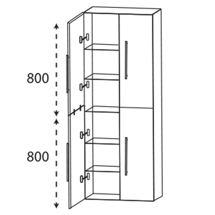 Puris c!mano Hochschrank 60 cm mit 2 x 2 verlaschten Türen, Griff 338