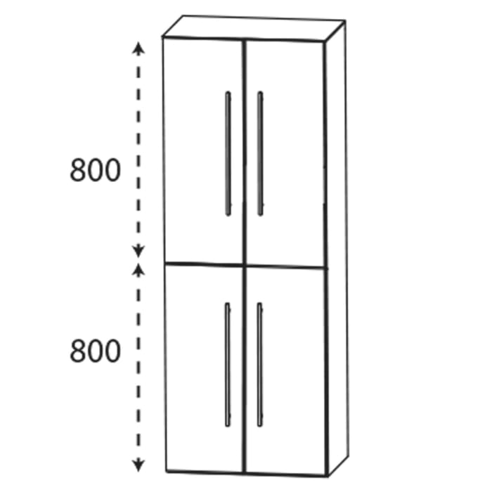 Puris c!mano Hochschrank 60 cm mit 4 Türen, Griff 338