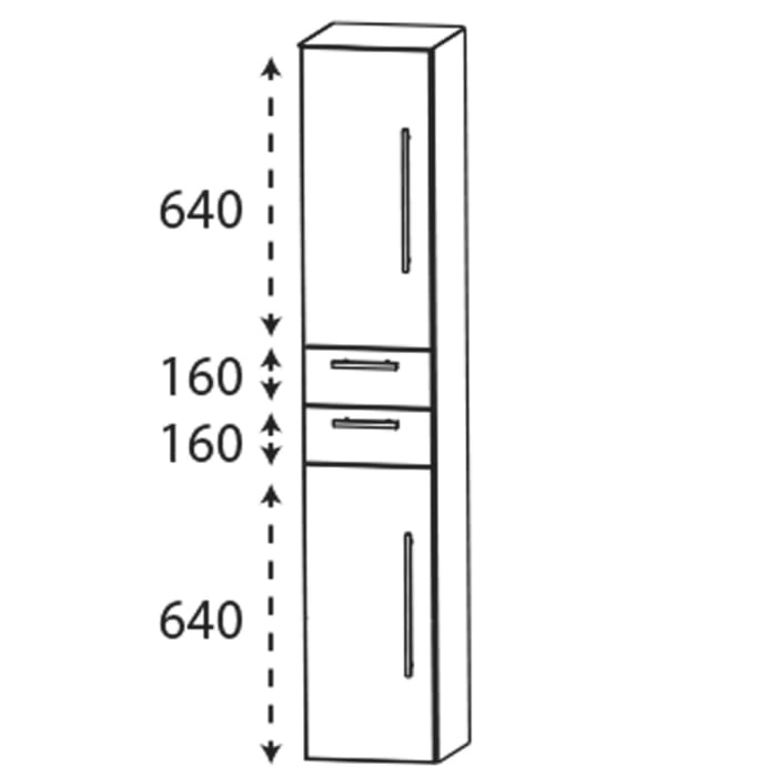 Puris c!mano Hochschrank 40 cm mit 2 Türen, Anschlag links und 2 Schubkästen, Griff 359