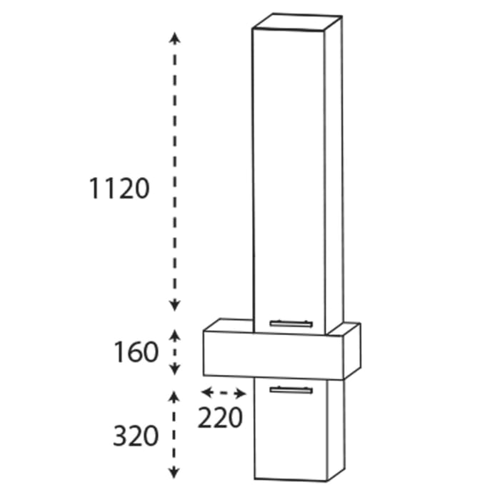 Puris c!mano Hochschrank 60 cm mit 1 Tür, Anschlag links, 1 Schubkasten, 1 Auszug, Griff 359