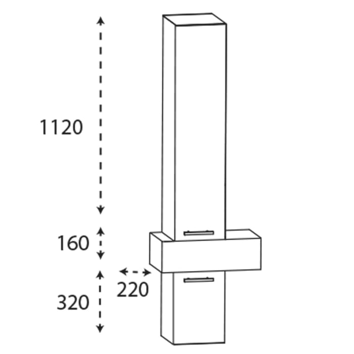 Puris c!mano Hochschrank 60 cm mit 1 Tür, Anschlag rechts, 1 Schubkasten, 1 Auszug, Griff 359