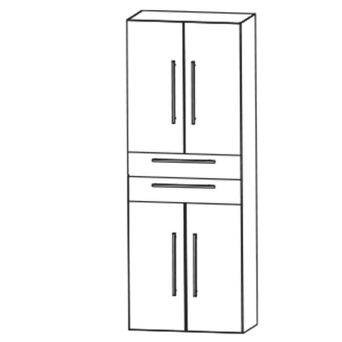 Puris c!mano Hochschrank 60 cm mit 4 Türen und 2 Schubkästen, Griff 329