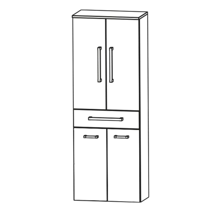 Puris c!mano Hochschrank 60 cm mit 2 Türen, 1 Schubkasten und Wäschekippe Griff 338