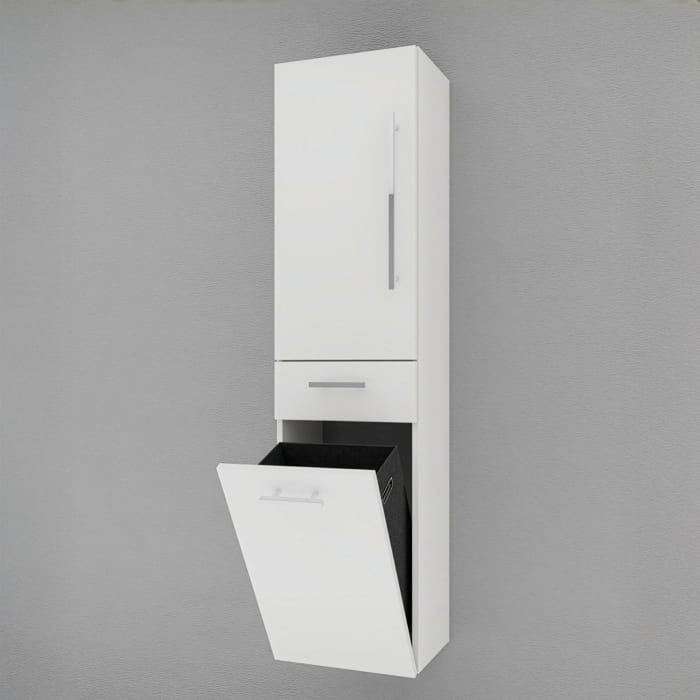 Puris c!mano Hochschrank 40 cm mit 1 Tür, Anschlag links, 1 Schubkasten und Wäschekippe Griff 289