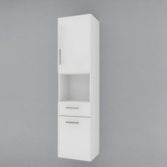 Puris c!mano Hochschrank 40 cm mit 2 Türen, Anschlag rechts, 1 offenem Fach und 1 Schubkasten Griff 289