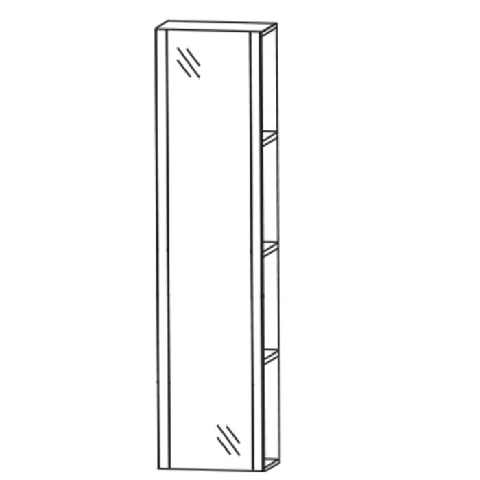 Puris c!mano Hochschrankregal 40 cm mit Spiegeltür, Türanschlag links