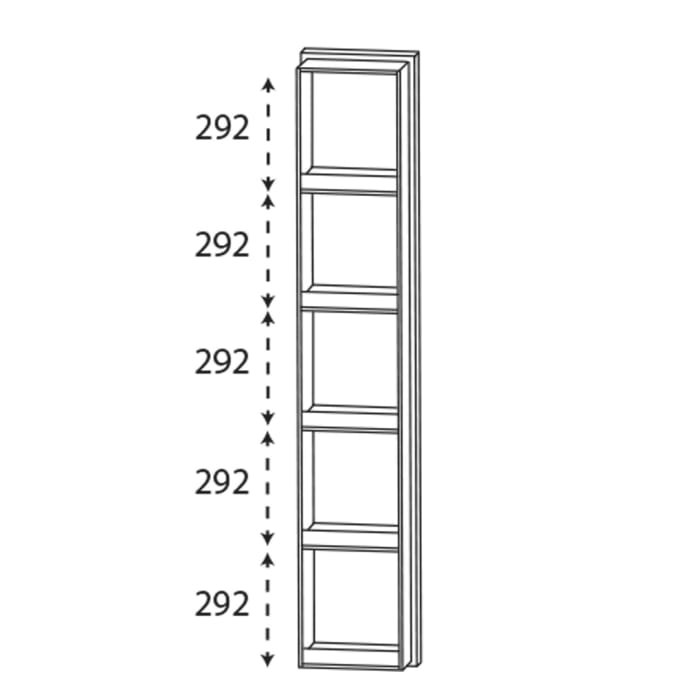 Puris c!mano Hochschrankregal 30 cm mit 5 Fächern, Frontblende schwarz matt