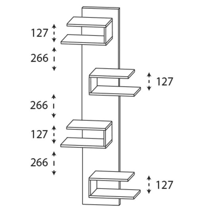 Puris c!mano Hochschrankregal 30 cm mit 4 überstehenden Fächern
