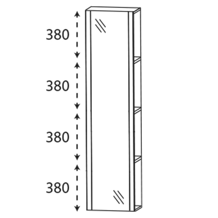 Puris c!mano Hochschrankregal 40 cm mit Spiegeltür, Türanschlag links