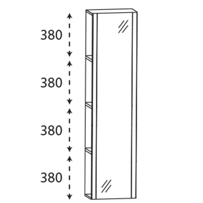 Puris c!mano Hochschrankregal 40 cm mit Spiegeltür, Türanschlag rechts
