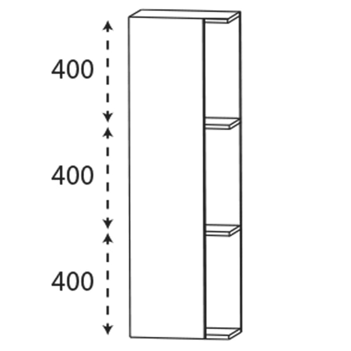 Puris c!mano Mittelschrankregal 40 cm mit 1 Tür, Anschlag links