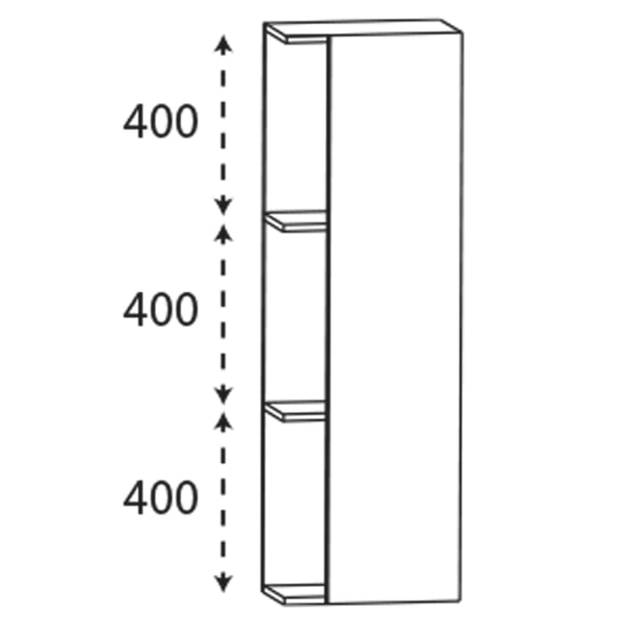 Puris c!mano Mittelschrankregal 40 cm mit 1 Tür, Anschlag rechts