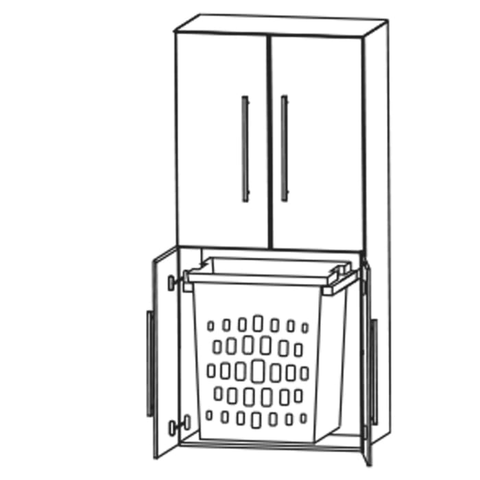 Puris c!mano Mittelschrank 60 cm mit 2 Türen und Wäscheauszug, Griff 338