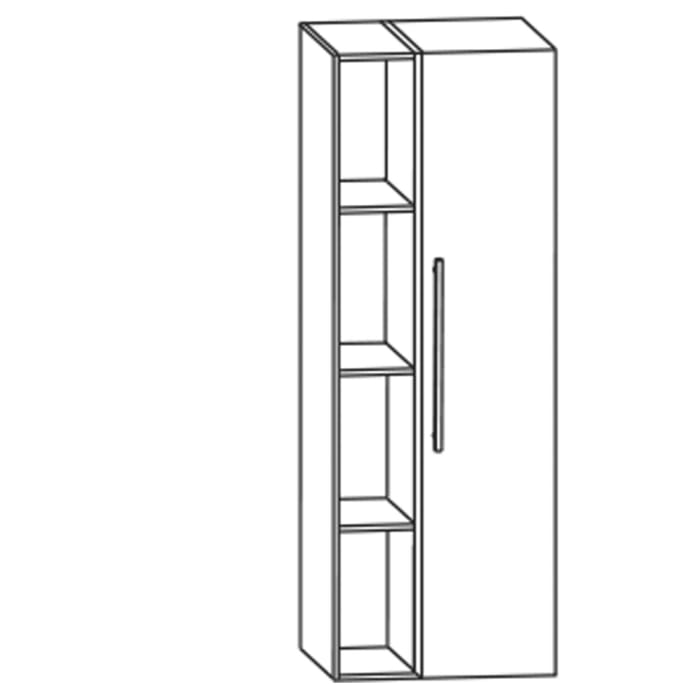 Puris c!mano Mittelschrank 50 cm mit 1 Tür, Anschlag rechts und offenem Regal Griff 289