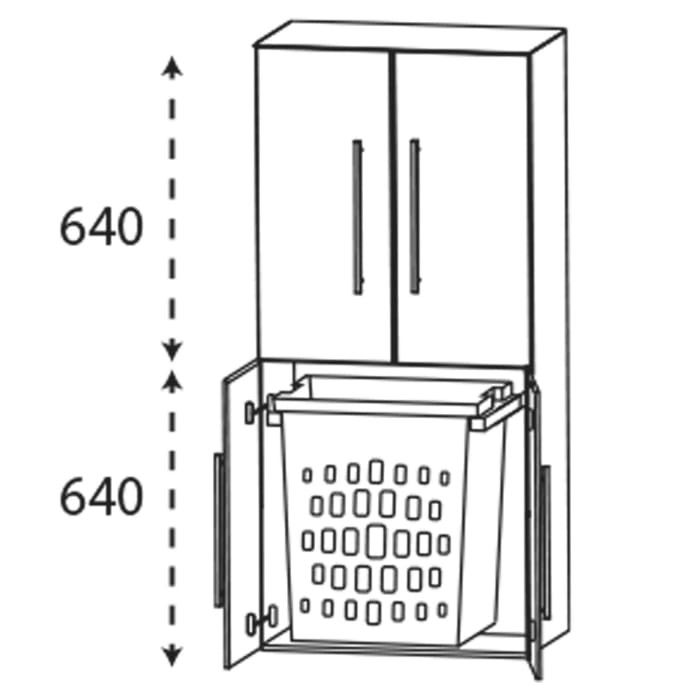 Puris c!mano Mittelschrank 60 cm mit 2 Türen und Wäscheauszug, Griff 339