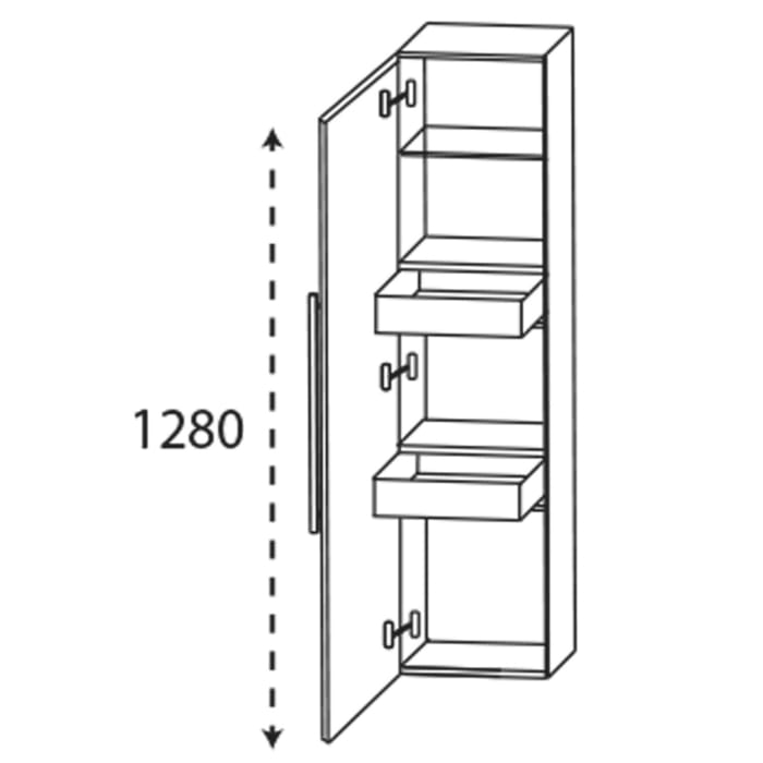 Puris c!mano Mittelschrank 40 cm mit 1 Tür, Anschlag links und 2 Innenschubkästen, Griff 339