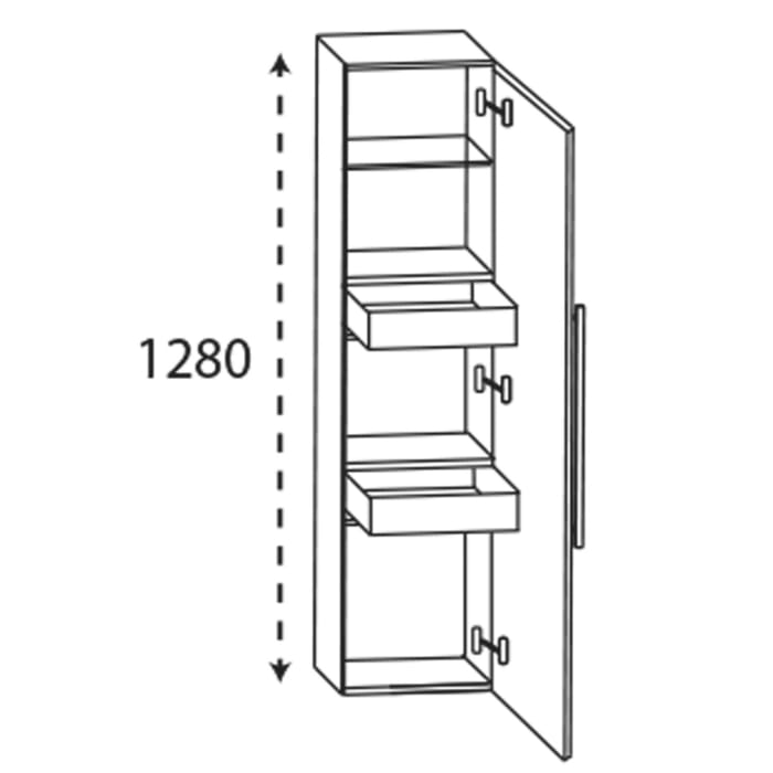 Puris c!mano Mittelschrank 40 cm mit 1 Tür, Anschlag rechts und 2 Innenschubkästen, Griff 338