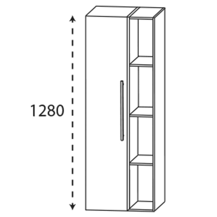 Puris c!mano Mittelschrank 50 cm mit 1 Tür, Anschlag links und offenem Regal Griff 329