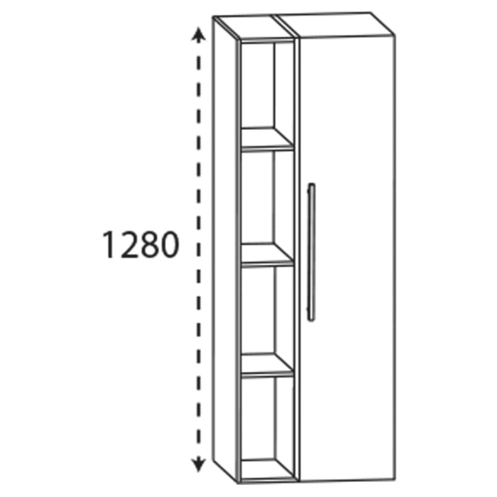 Puris c!mano Mittelschrank 50 cm mit 1 Tür, Anschlag rechts und offenem Regal Griff 359