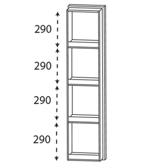 Puris c!mano Mittelschrankregal 30 cm mit 4 Fächern, Frontblende alu matt