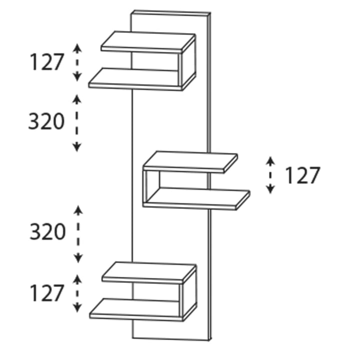 Puris c!mano Mittelschrankregal 30 cm mit 3 überstehenden Fächern