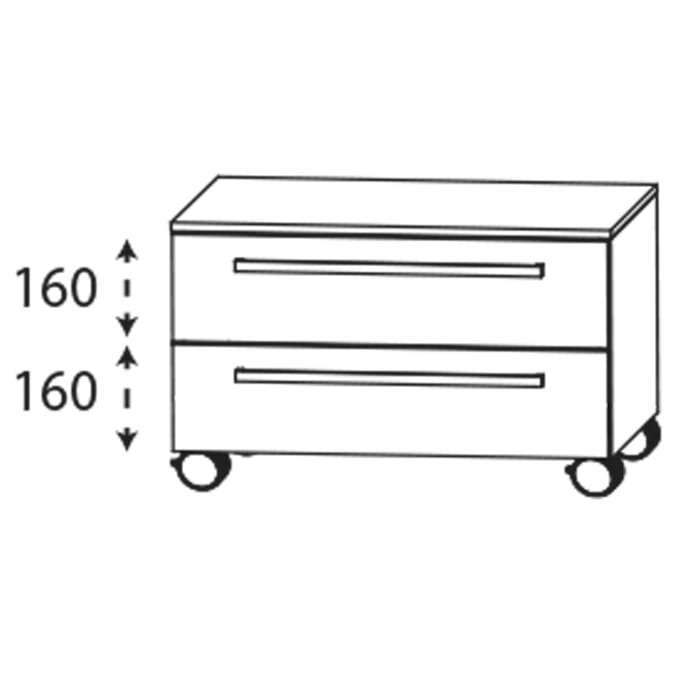 Puris c!mano Rollenschrank 60 cm mit 2 Schubkästen, Griff 339