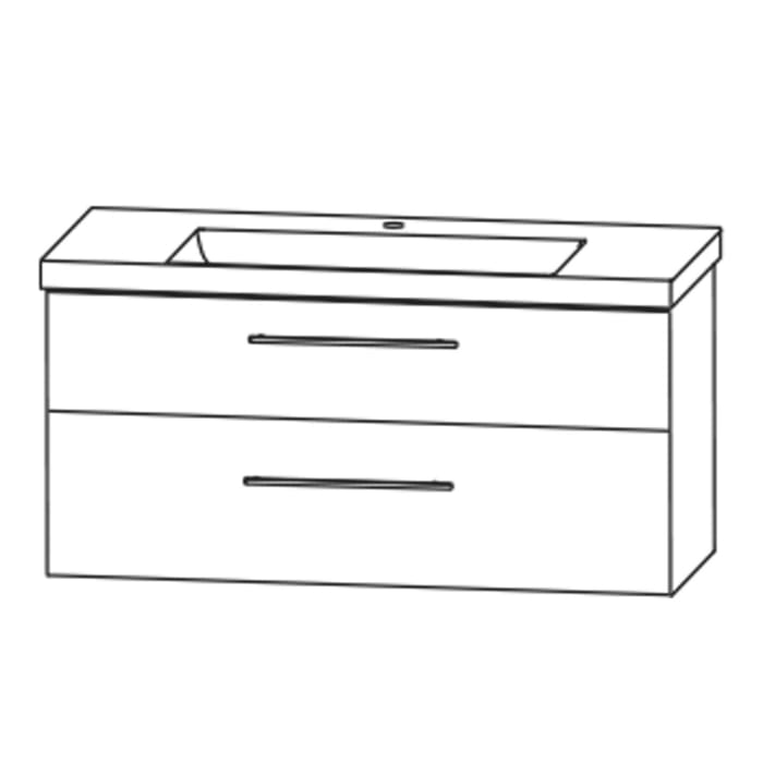 Puris c!mano Waschtischset 122 cm mit Waschtischunterschrank mit 2 Auszügen, Griff 338