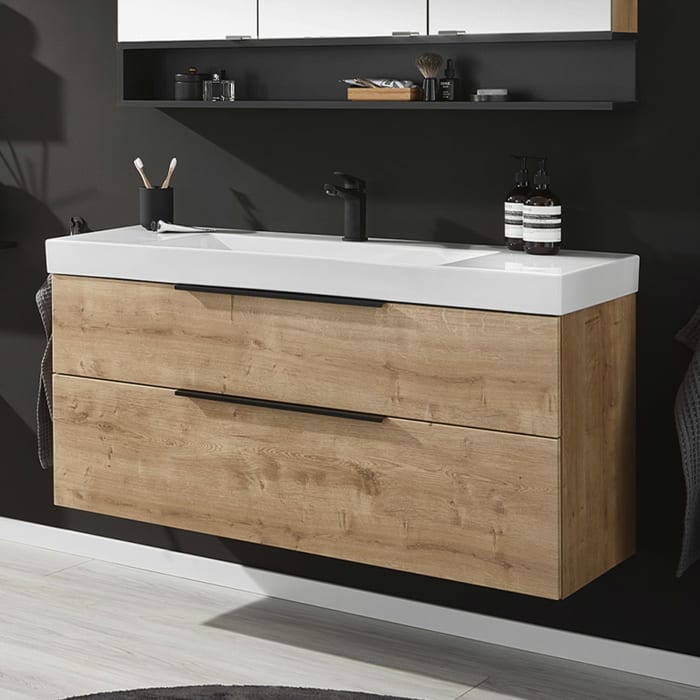 Puris c!mano Waschtischset 122 cm mit Waschtischunterschrank mit 2 Auszügen, Griff 339