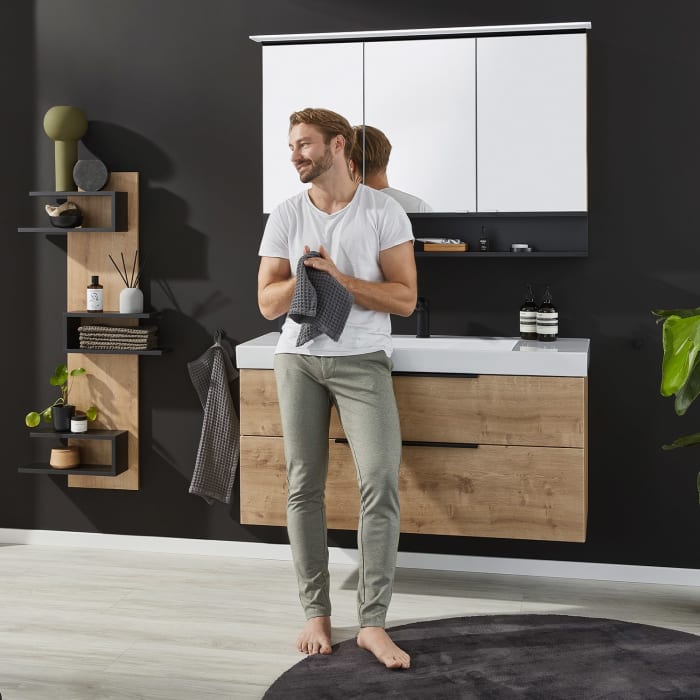 Puris c!mano Waschtischset 122 cm mit Waschtischunterschrank mit 2 Auszügen, Griff 339