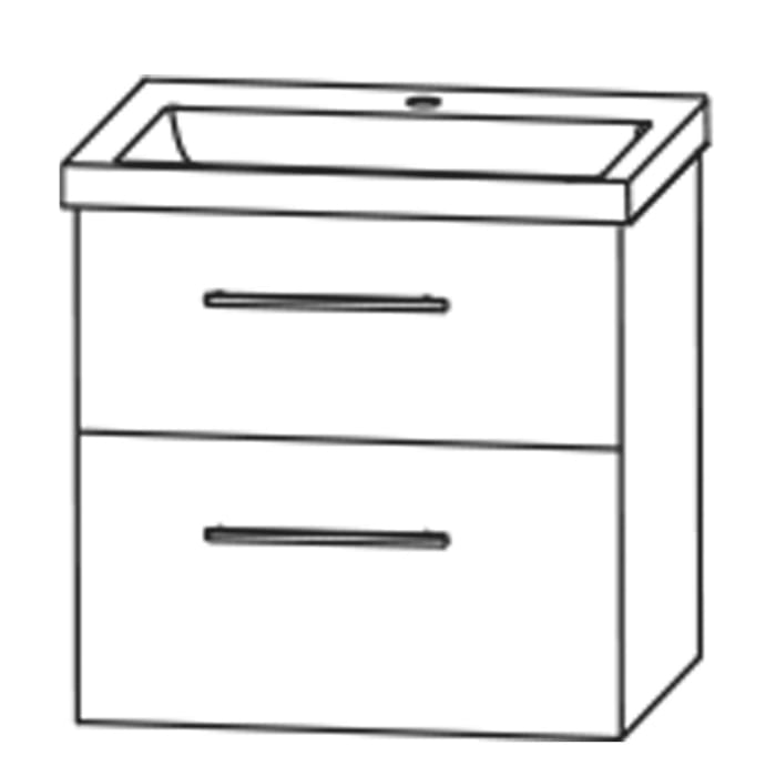 Puris c!mano Waschtischset 62 cm mit Waschtischunterschrank mit 2 Auszügen, Griff 289