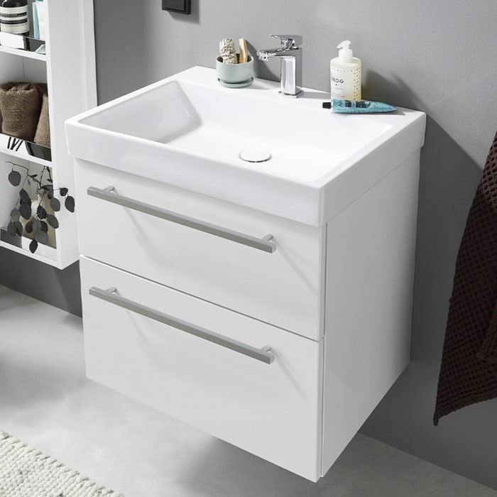 Puris c!mano Waschtischset 62 cm mit Waschtischunterschrank mit 2 Auszügen, Griff 289