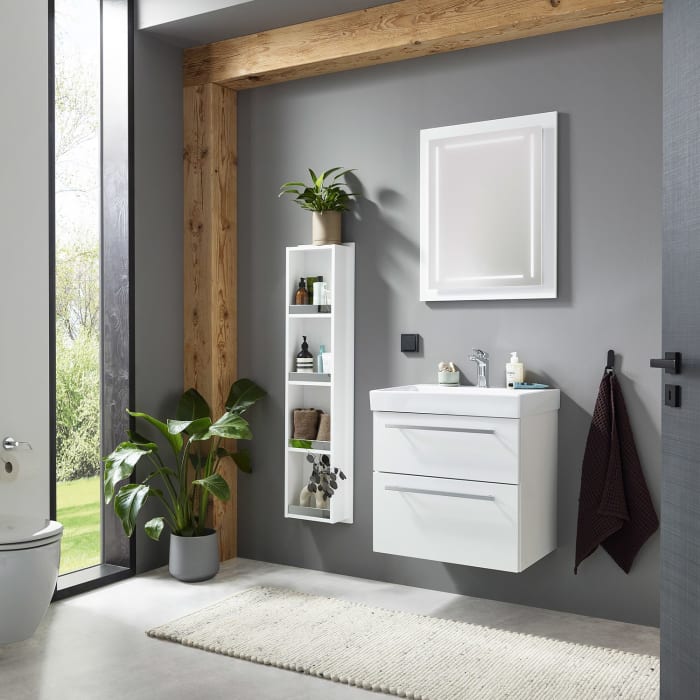 Puris c!mano Waschtischset 62 cm mit Waschtischunterschrank mit 2 Auszügen, Griff 359