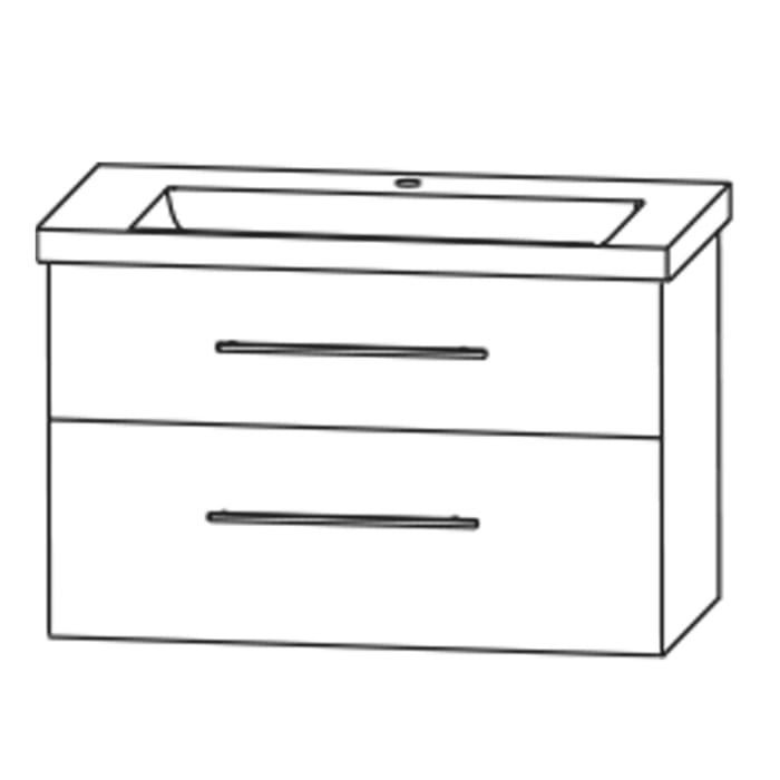 Puris c!mano Waschtischset 92 cm mit Waschtischunterschrank mit 2 Auszügen, Griff 289
